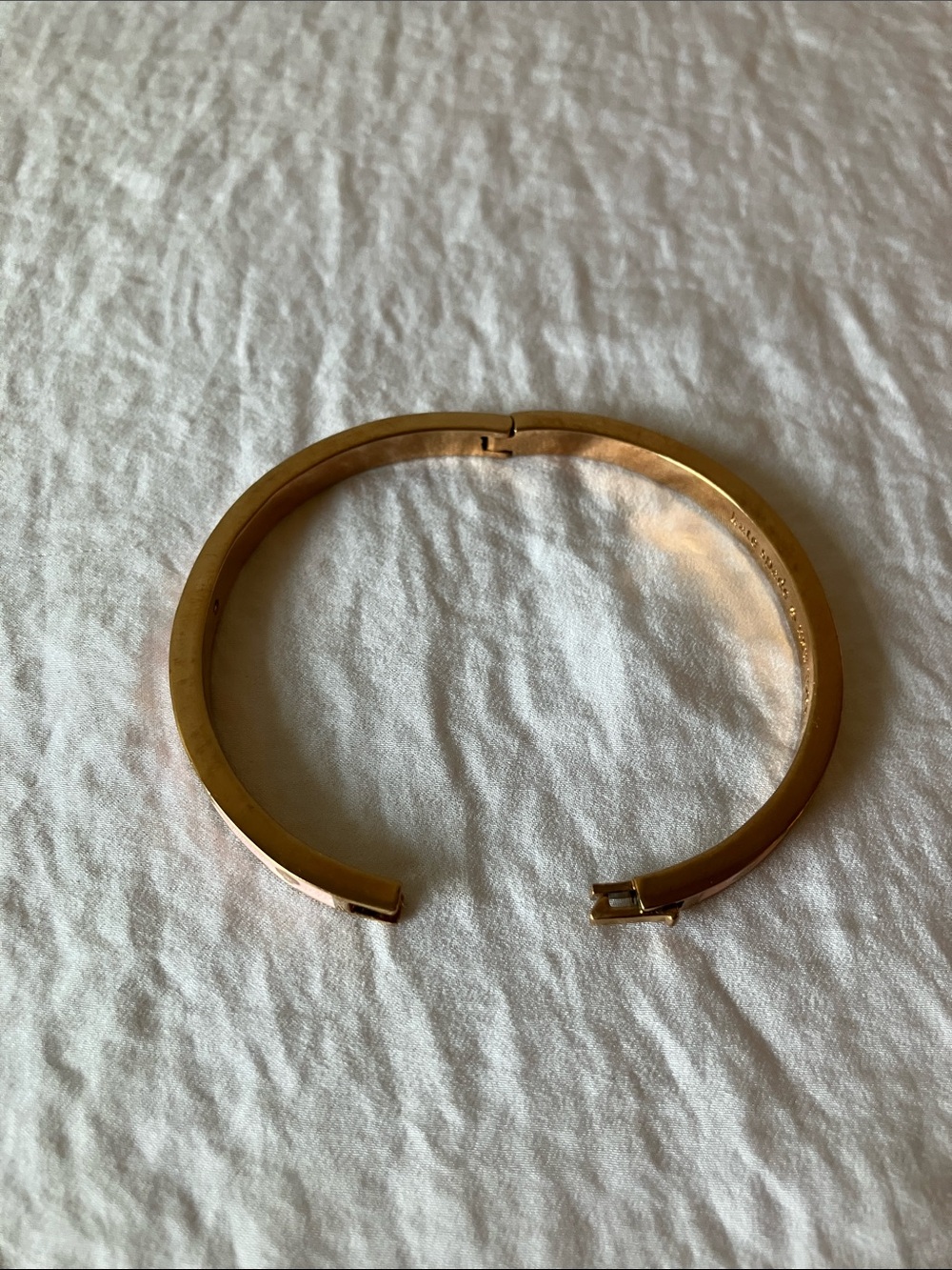kate spade: Pink Enamel & Rose Gold Spade Motif Bangle Bracelet- Clasp - Picture 8 of 8